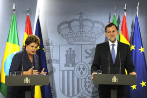 La Presidenta de Brasil, Dilma Rousseff, y el presidente del Gobierno, Mariano Rajoy, en Moncloa | AFP