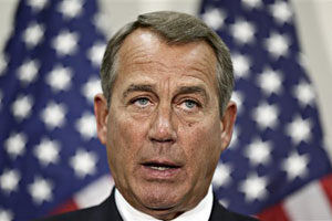 John Boehner, lder de los republicanos en la Cmara de Representantes, habla hoy a la prensa en Washington