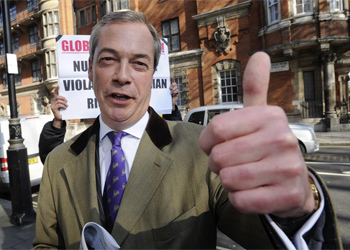 El lder del partido antie-uropeo UKIP, Nigel Farange.