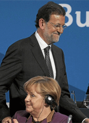 Mariano Rajoy, saluda a la canciller alemana, Angela Merkel