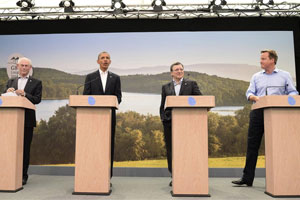 Van Rompuy, Obama, Barroso y Cameron, en la rueda de prensa de este lunes en el G8