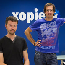 De izda. a dcha., Gerald Manau y Jordi Ferrer, fundadores de Xopie, una start up de creacin de tiendas online para pymes que ofrece un sistema de recomendaciones inteligentes de productos.