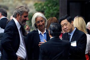 Christine Lagarde, en un descanso de la conferencia que se celebra en Jackson Hole