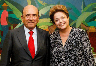 El presidente de Santander, Emilio Botn, y la presidenta de Brasil, Dilma Rousseff, en Brasilia.
