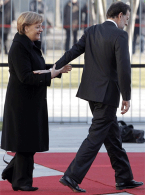 Angela Merkel con Mariano Rajoy en Berln.