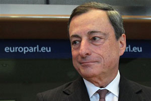 Mario Draghi, en un momento de su intervencin en el Parlamento Europeo