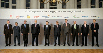 Los CEO de los diez grupos energticos, hoy, en Bruselas.
