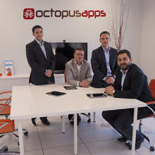 Octopusapps. De izda. a dcha. Rubn Rodrguez, Jorge Rodelgo, David Martn y Antonio Rodrguez creadores de Iphonedroid, propietaria de esta plataforma que permite crear apps de forma gratuita.