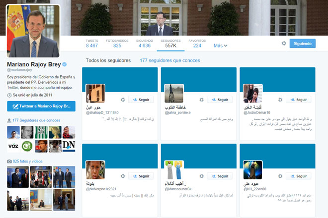 ltimos seguidores del perfil de Twitter de Rajoy.