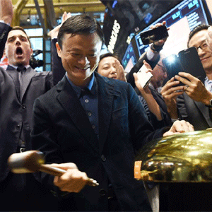 Jack Ma golpea la campana en Wall Street