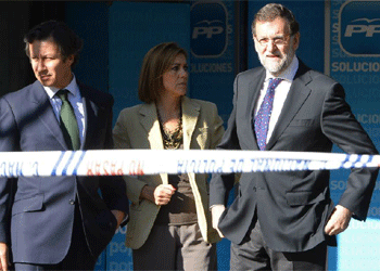 Rajoy ha visitado hoy la sede del PP para ver los daos tras el suceso.
