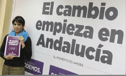 La candidata de Podemos a la presidencia de la Junta de Andaluca, Teresa Rodrguez, durante la presentacin en Sevilla del programa electoral.